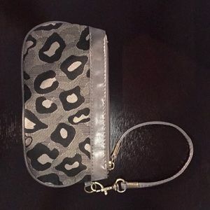 Gray leopard print Coach wristlet